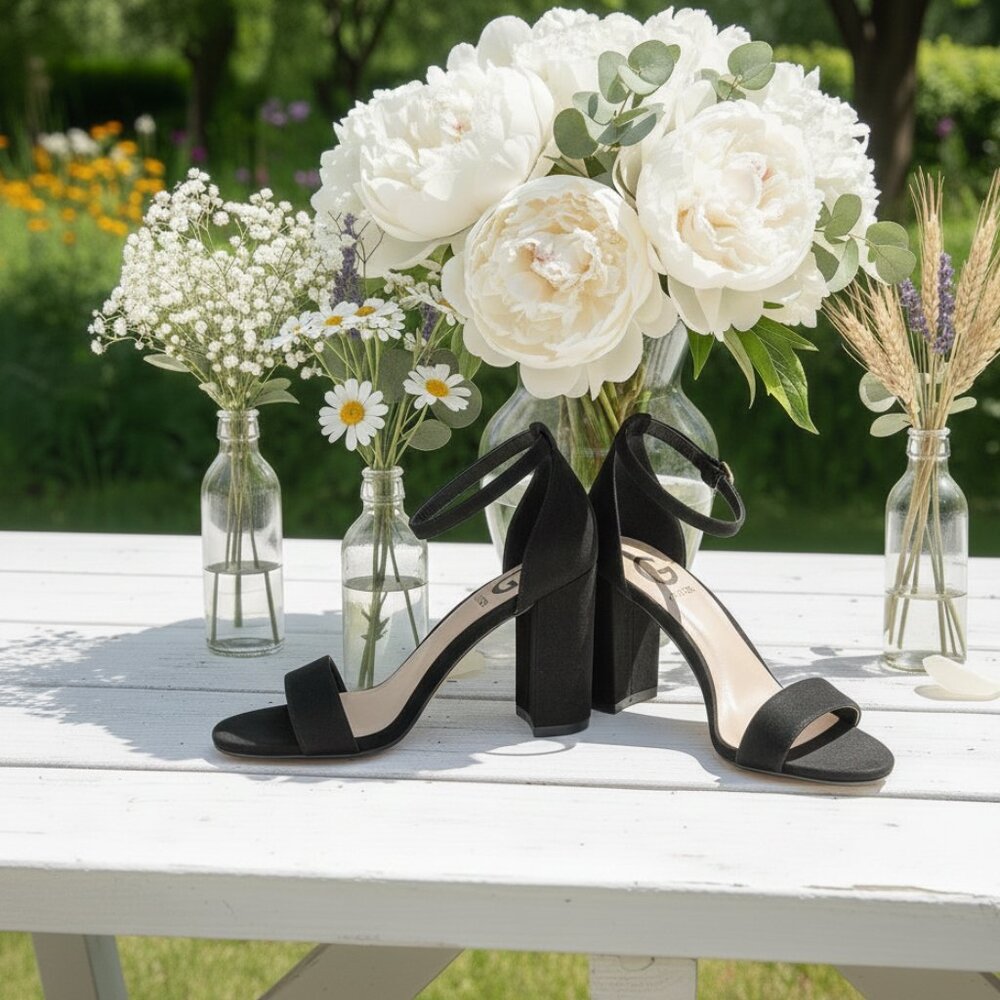 G by Guess Black Ankle Strap Heels